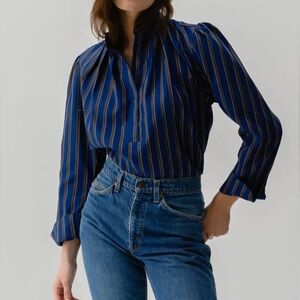 Cissa Bowood Stripe Blouse - Blue Guy
